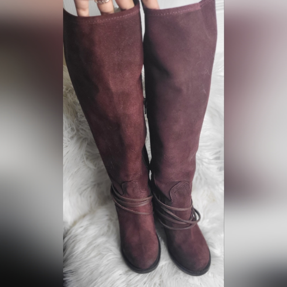 Freebird Maroon Suede Coal Boots Size 7